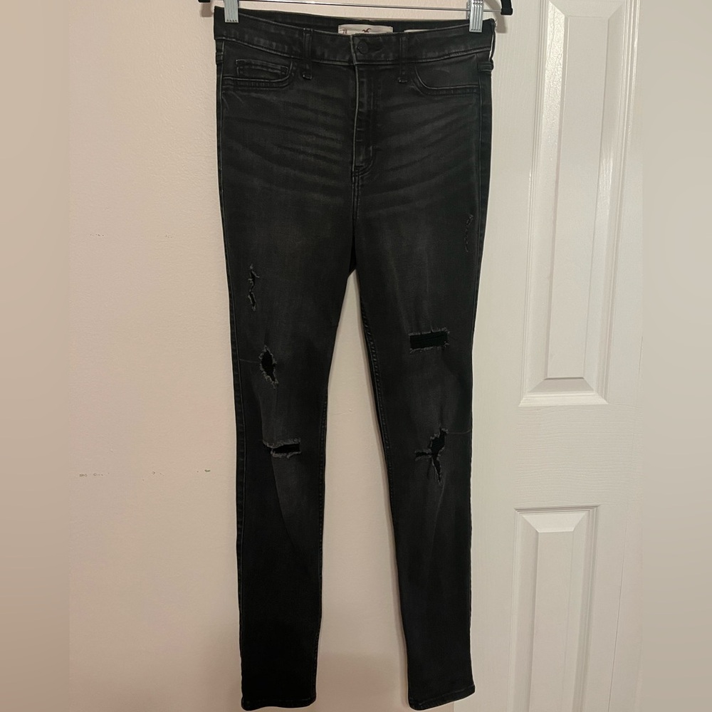 Hollister Black Ripped High Rise Skinny Jeans 28/7R